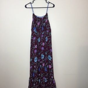 Umgee Floral Halter Maxi Dress Lace Up M
